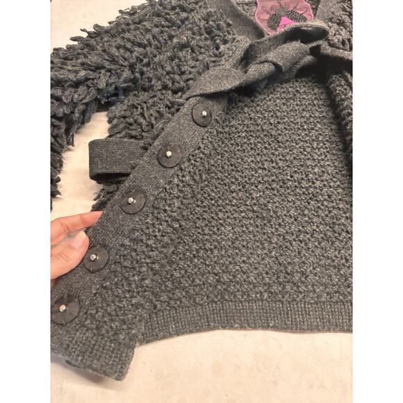 Twelve By Twelve Carpet Rug Cropped Sweater With Tie And Snap - Picture 6 of 7